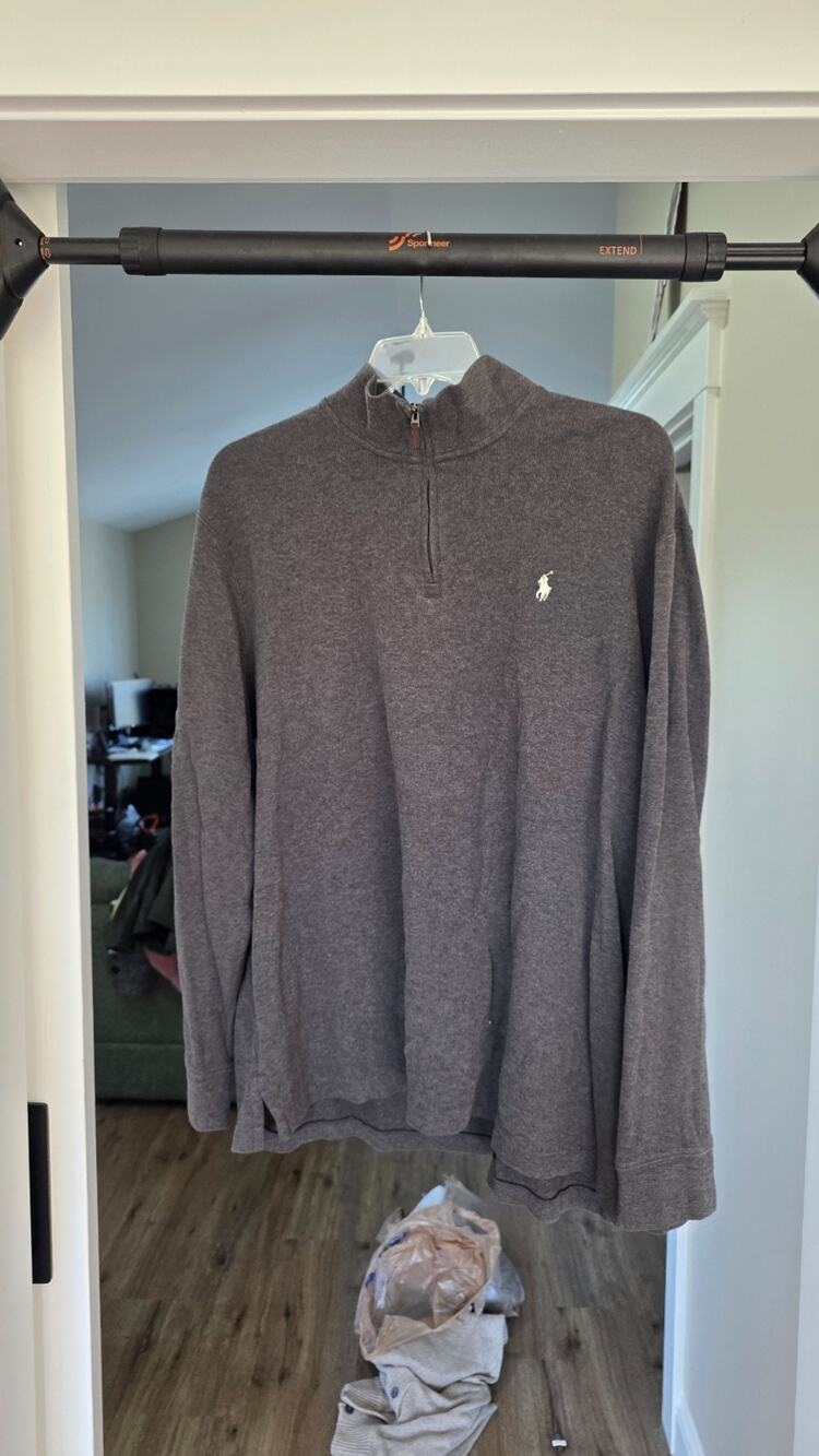 Polo Ralph Lauren Men Brown Pullover Sweater Quarter Zip Size XXL Tall Pony Logo